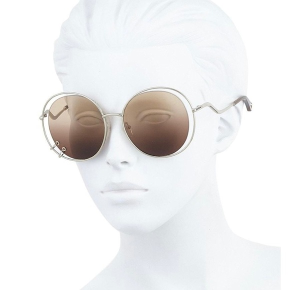 Chloe Petrol Gradient Wendy Round Gold Sunglasses - Picture 10 of 11